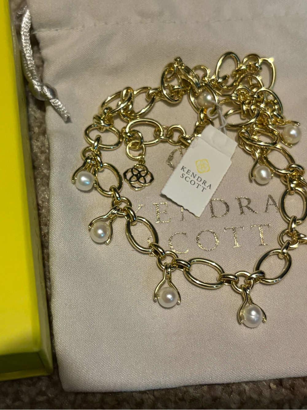 NWT Kendra Scott Gold Link Pearl Necklace